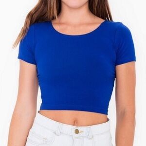 American Apparel Blue Short Sleeve Crop Top